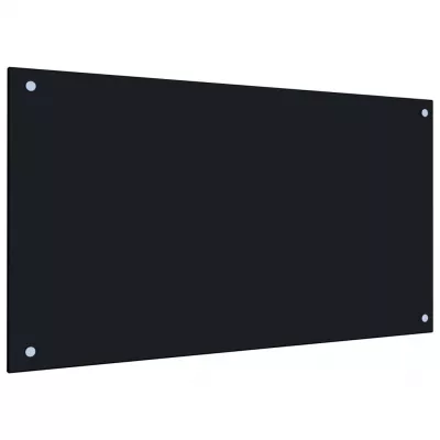 Panou antistropi bucătărie, negru, 90x50 cm, sticlă securizată