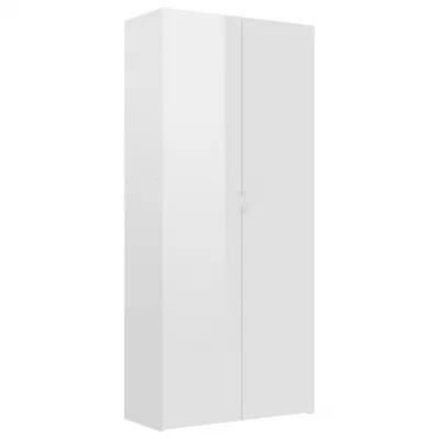 Pantofar, alb foarte lucios, 80 x 35,5 x 180 cm, PAL