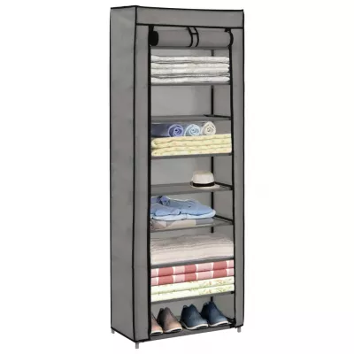 Pantofar cu husă, gri, 57 x 29 x 162 cm, material textil