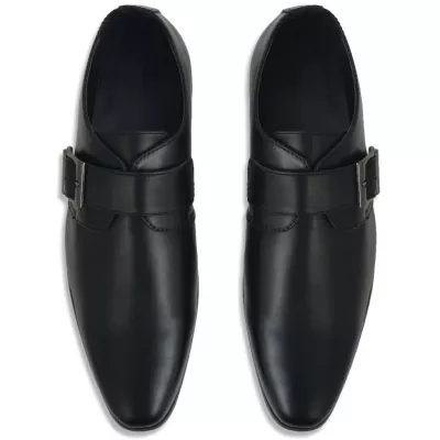 Pantofi cu cataramă, bărbați, mărime 40, piele PU, negru