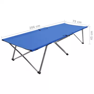 Pat de camping, 206 x 75 x 45 cm, albastru, XXL