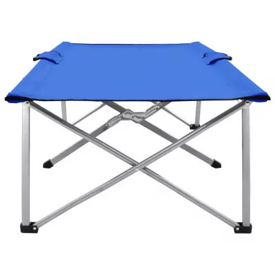 Pat de camping, 206 x 75 x 45 cm, albastru, XXL