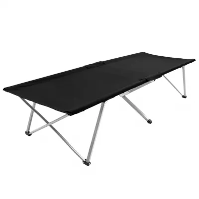 Pat de camping, 206 x 75 x 45 cm, negru