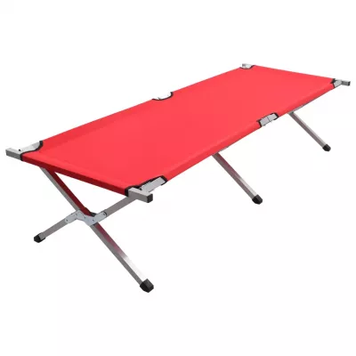 Pat de camping, roșu, 190 x 74 x 47 cm, XL