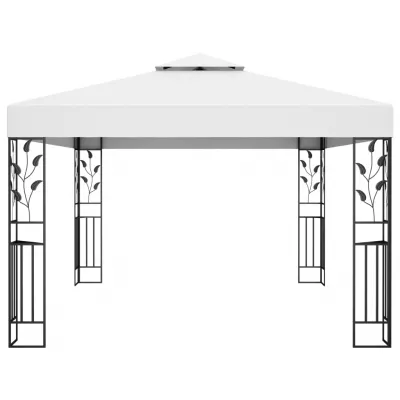 Pavilion cu acoperiș dublu, alb, 3 x 4 m