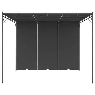 Pavilion de grădină cu perdea laterală, antracit, 3x3x2,25 m