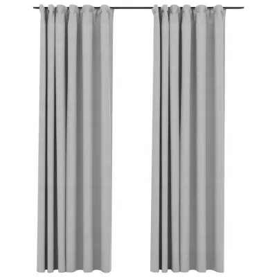 Perdele opace aspect pânză, cârlige 2 buc. gri taupe 140x245 cm