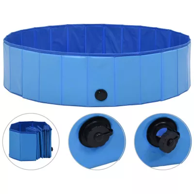 Piscină pentru câini pliabilă, albastru, 120 x 30 cm, PVC