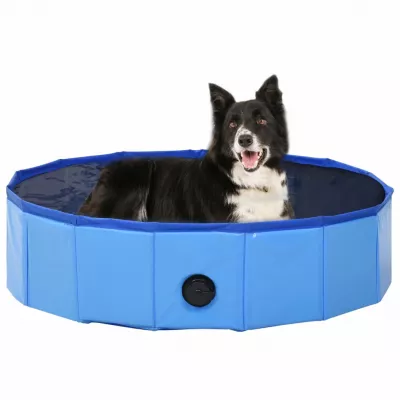 Piscină pentru câini pliabilă, albastru, 80 x 20 cm, PVC