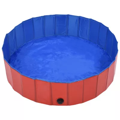 Piscină pentru câini pliabilă, roșu, 120 x 30 cm, PVC
