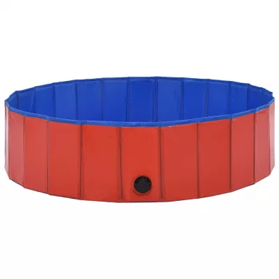 Piscină pentru câini pliabilă, roșu, 120 x 30 cm, PVC