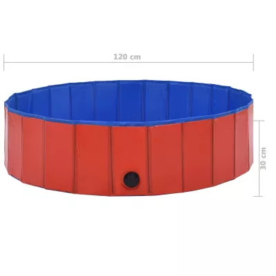 Piscină pentru câini pliabilă, roșu, 120 x 30 cm, PVC