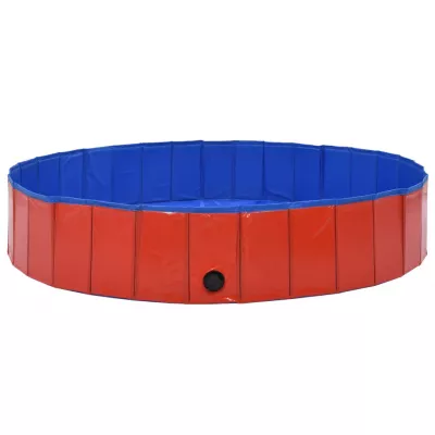 Piscină pentru câini pliabilă, roșu, 160 x 30 cm, PVC