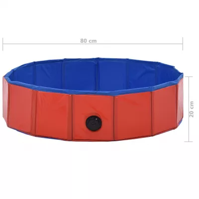 Piscină pentru câini pliabilă, roșu, 80 x 20 cm, PVC