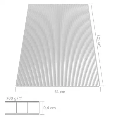 Plăci de policarbonat, 4 buc., 121 x 60,5 cm, 4 mm