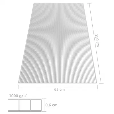 Plăci din policarbonat, 5 buc., 150 x 65 cm, 6 mm