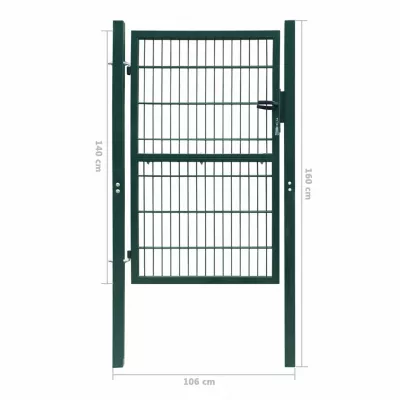 Poartă 2D pentru gard (simplă) 106 x 190 cm, verde