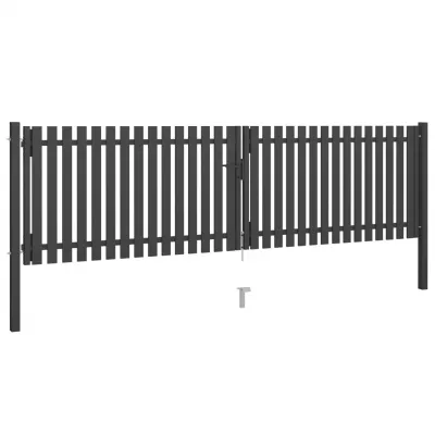Poartă de gard grădină, antracit, 4 x 1,25 m, oțel