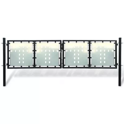 Poartă dublă neagră pentru gard 300 x 150 cm