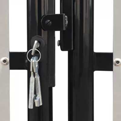 Poartă dublă neagră pentru gard 300 x 150 cm