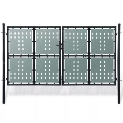 Poartă dublă neagră pentru gard 300 x 225 cm