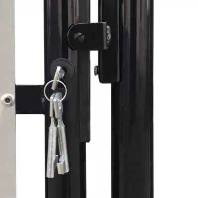 Poartă dublă neagră pentru gard 300 x 225 cm