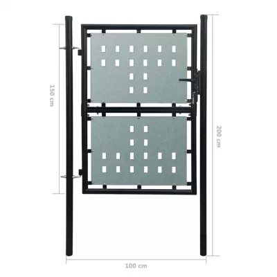 Poartă neagră pentru gard 100 x 200 cm