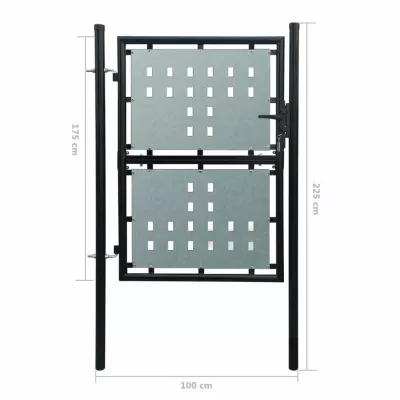 Poartă neagră pentru gard 100 x 225 cm