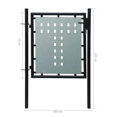 Poartă pentru gard simplă, negru, 100 x 125 cm