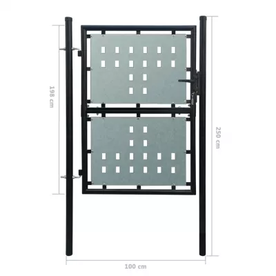 Poartă pentru gard simplă, negru, 100 x 250 cm