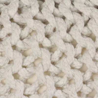 Puf tricotat manual, bumbac, 50 x 35 cm, alb