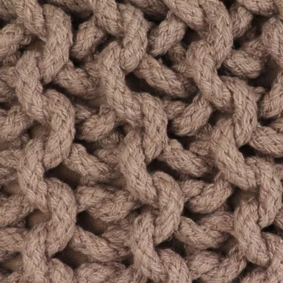Puf tricotat manual, bumbac, 50 x 35 cm, maro