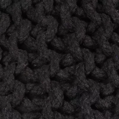 Puf tricotat manual, bumbac, 50 x 35 cm, negru