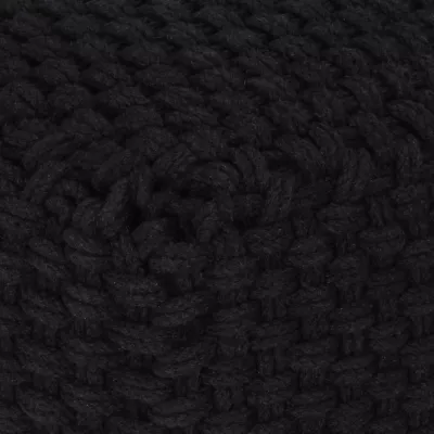 Puf tricotat manual, negru, 50 x 50 x 30 cm, bumbac