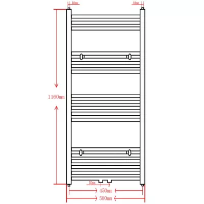 Radiator port-prosop incălzire baie, curbat, 500 x 1160 mm, negru