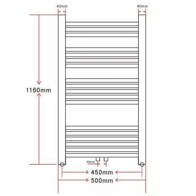 Radiator port-prosop incălzire centrală baie, curbat, 500 x 1160 mm