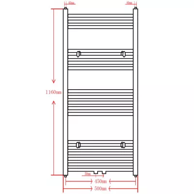 Radiator port-prosop incălzire centrală baie, drept, 500x1160mm, negru