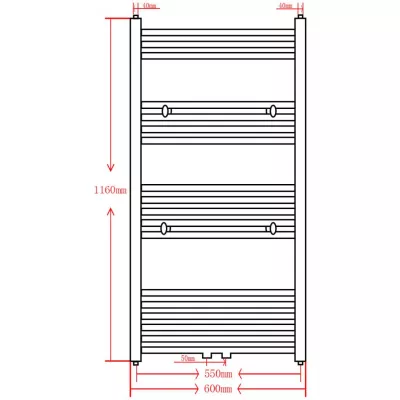 Radiator port-prosop incălzire centrală baie, drept, 600x1160 mm, gri