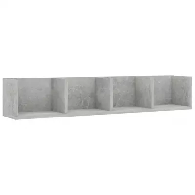 Raft de perete CD-uri, gri beton, 100 x 18 x 18 cm, PAL