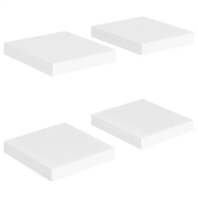 Rafturi de perete suspendate, 4 buc., alb, 23x23,5x3,8 cm, MDF