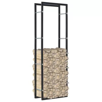 Rastel pentru lemne de foc, negru, 50x20x150 cm, oțel