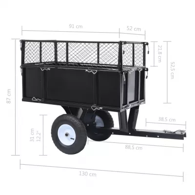 Remorcă basculantă tractor de tuns gazon, incărcătură 150 kg