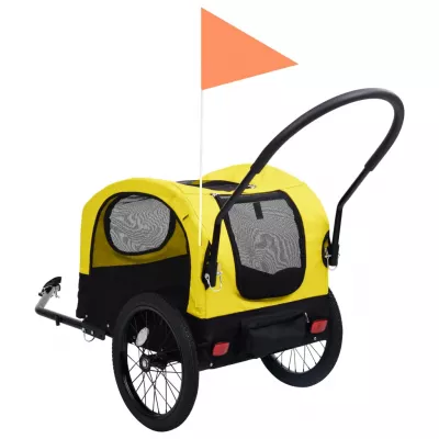 Remorcă bicicletă &amp; cărucior 2-in-1 animale, galben și negru