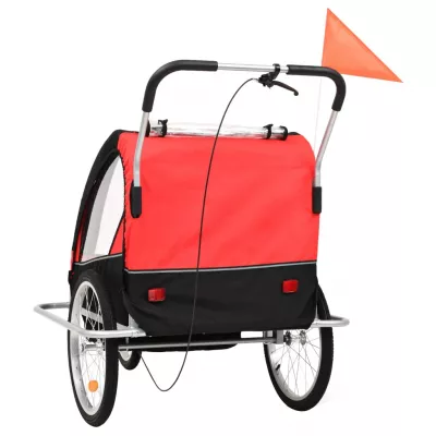 Remorcă bicicletă &amp; cărucior copii 2-in-1, negru și roșu