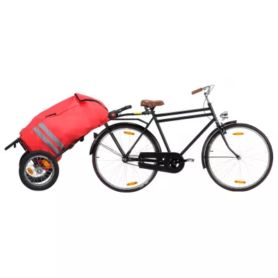 Remorcă biciclete pliabilă cu geantă cumpărături, roșu și negru