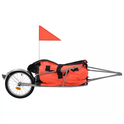 Remorcă de bicicletă pentru bagaje cu sac, portocaliu și negru