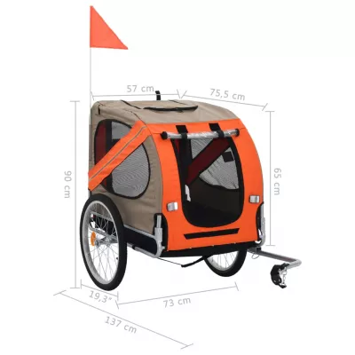 Remorcă de bicicletă pentru câini, portocaliu și maro