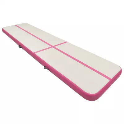 Saltea gimnastică gonflabilă cu pompă roz 700x100x15 cm PVC