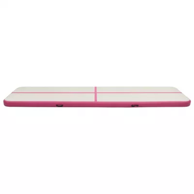 Saltea gimnastică gonflabilă cu pompă roz 800x100x15 cm PVC