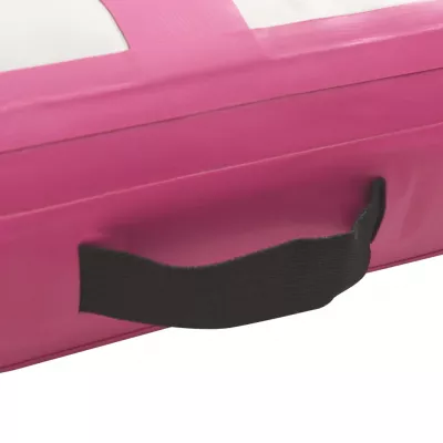Saltea gimnastică gonflabilă cu pompă roz 800x100x15 cm PVC